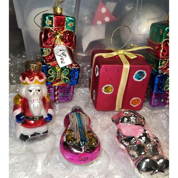 Stunning Vtg Embellished ALL Blown Glass Christmas Ornaments Germany #39 - Picture 3 of 12